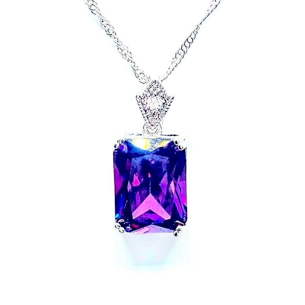 NEW! EMERALD CUT AMETHYST & SWAROVSKI CRYSTAL